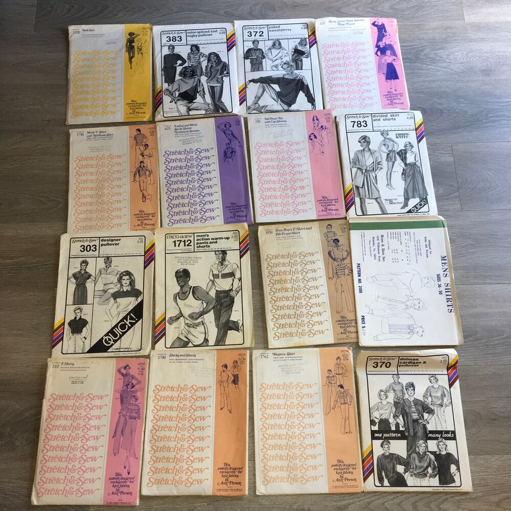 Vtg Stretch N Sew Patterns Lot 16 Uncut Ann Person 1970s 1980s Shirts Pants Tops
